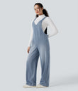 Halara Flex™ V Neck Pocket Washed Denim Casual Overalls -  Blue Jasper Denim