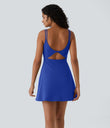 SoftlyZero™ Plush Double Straps 2-Piece Pocket Slip Dance Active Dress A-D Cups - Lotus Blue