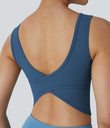U Neck Crossover Barre Ballet Dance Tank Top A-D Cups - Electric Blue