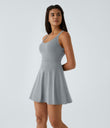 SoftlyZero™ Airy Backless Twisted Flare Low Support Dance Active Dress-Longer Length-Easy Peezy Edition A-D Cups - Quarry