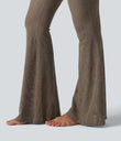 Halara UltraSculpt™ High Waisted Tummy Control Contrast Lace Yoga Flare Leggings with Pocket - Dawn Brown