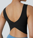 U Neck Crossover Barre Ballet Dance Tank Top A-D Cups - Black