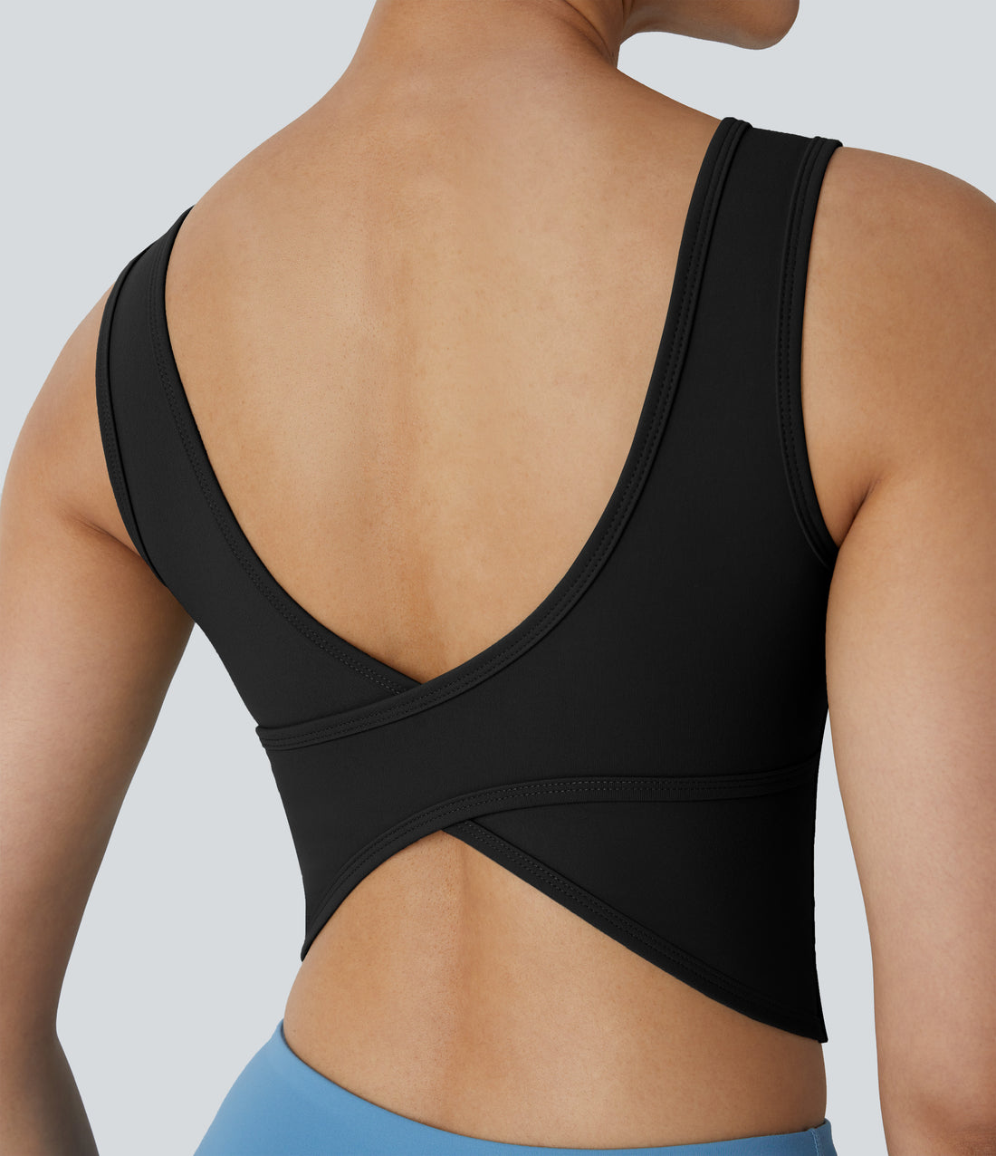 U Neck Crossover Barre Ballet Dance Tank Top A-D Cups - Black