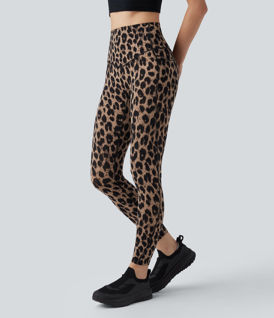 Halara UltraSculpt™ Leopard Print High Waisted Tummy Control Yoga Leggings with Pockets - Toffee Leopard