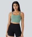 Double Straps Cropped Yoga Tank Top - Hedge Green
