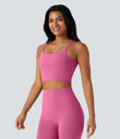 Halara UltraSculpt™ Double Straps Twisted Backless Cropped Yoga Tank Top - Pink Power
