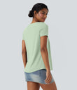 Square Neck Short Sleeve Casual Top - Spray