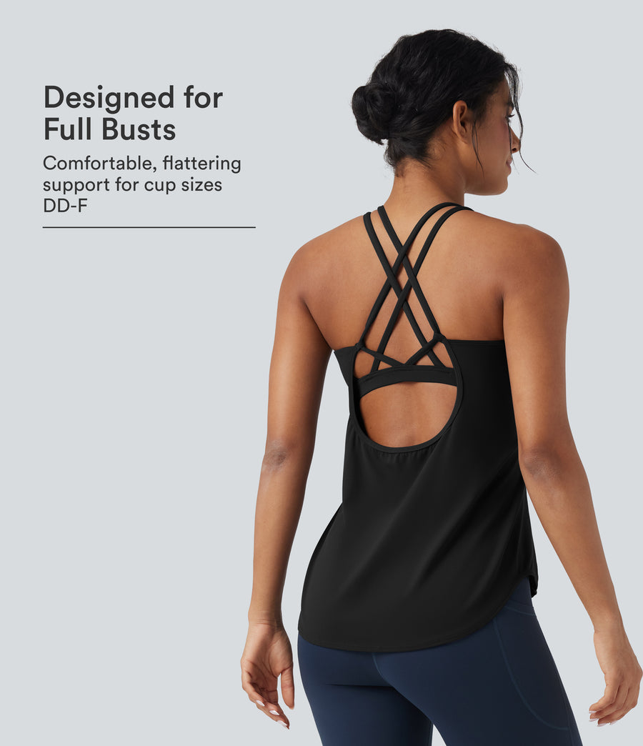 Celeste L'Amour UltraSculpt™ Round Neck Crisscross Back Running Tank Tops DD-F Cups