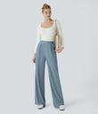 Halara Flex™ High Waisted Body Sculpt Waist-Slimming Pocket Wide Leg Micro Waffle Work Pants - Mountain Spring