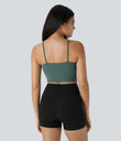 Basic Padded Workout Cropped Low Support Tank Top A-D Cups - Blue Spruce