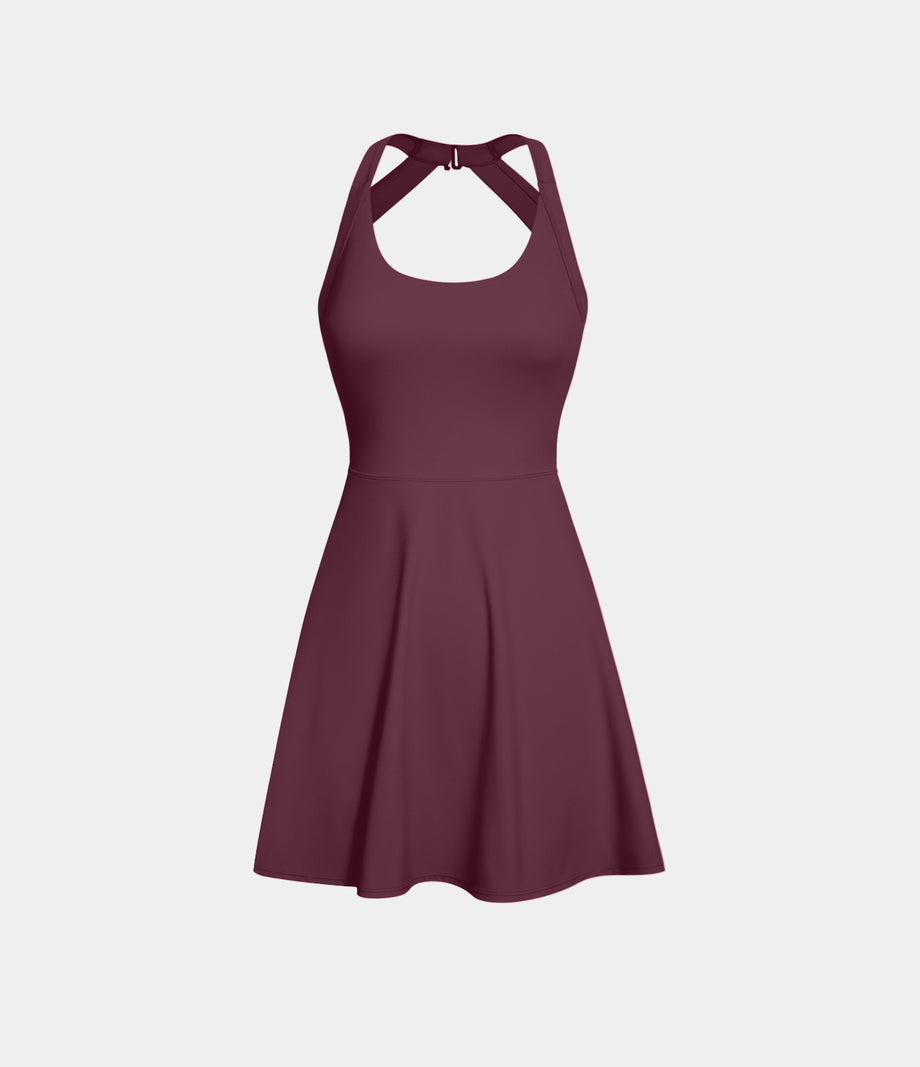 Backless Twisted Active Dress - Fig