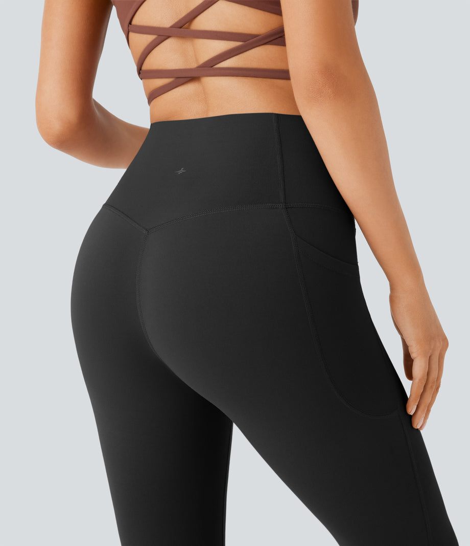Halara UltraSculpt™ High Waisted Tummy Control Pocket Shaping Yoga Bootcut Leggings - Black