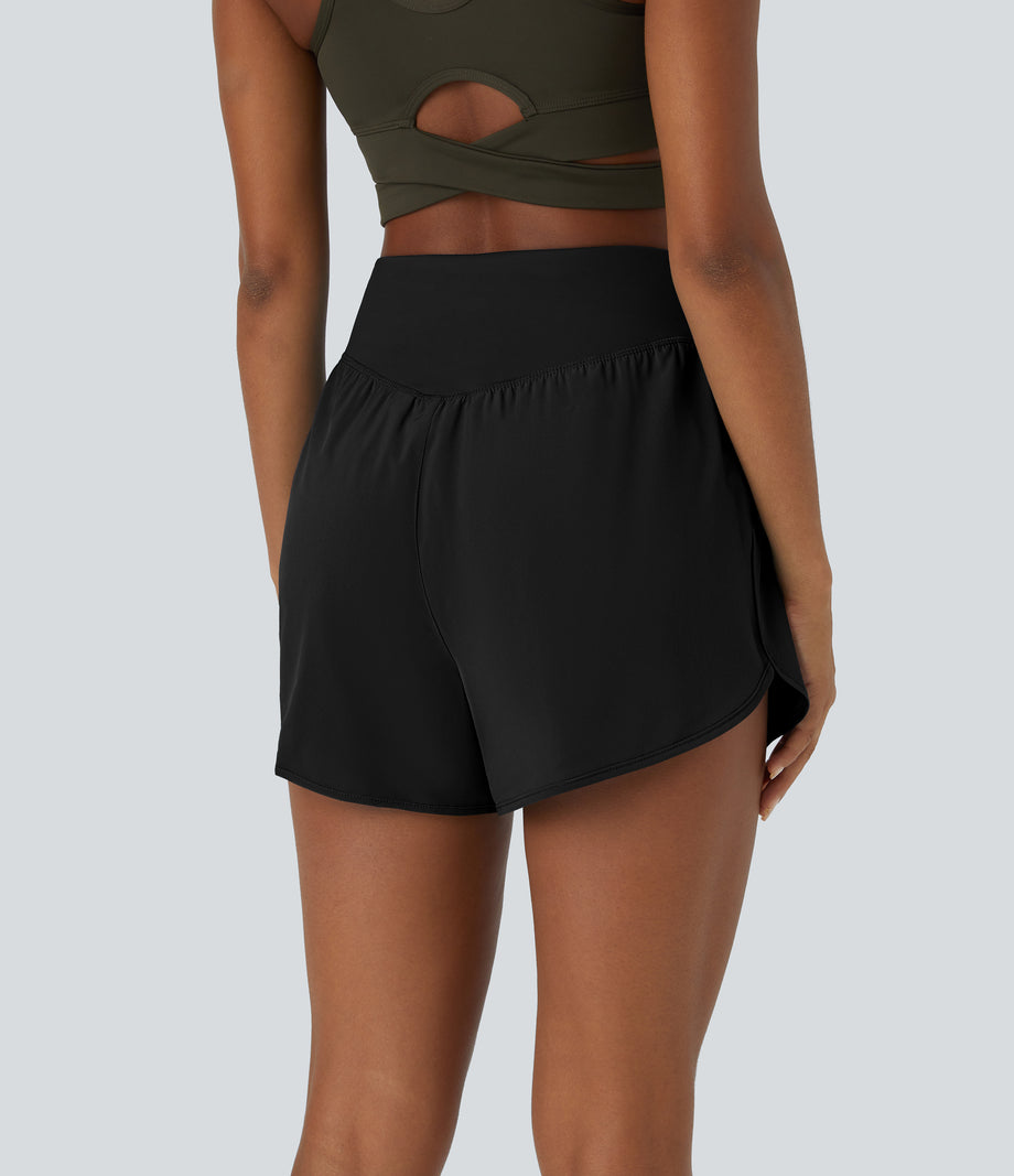Breezeful™ High Waisted Pocket Quick Dry Casual Shorts 4" - Black