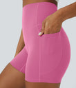 Halara UltraSculpt™ High Waisted Tummy Control Side Pocket Shaping Training Biker Shorts 5'' - Pink Power