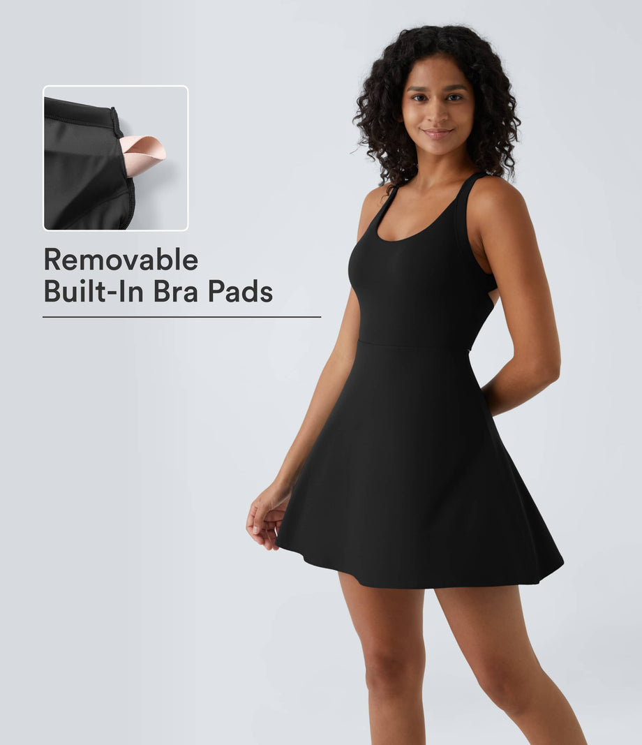 Flare Mini Dance Active Dress-Longer Length - Black