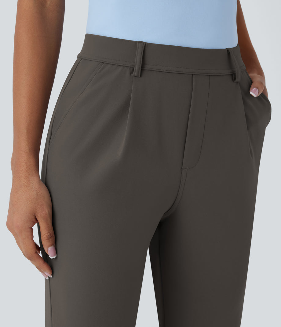 Halara Flex™ DayStretch High Waisted Pocket Ankle Length Tapered Work Pants - Deep Red Grey