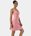 SoftlyZero™ Airy Cut Out 2-in-1 Pocket Cool Touch Longer Active Dress-UPF50+ - Rose Pink