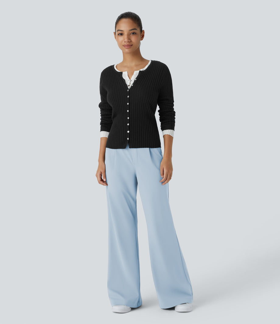 Halara Flex™ DayStretch High Waisted Pocket Work Flare Pants - Baby Blue