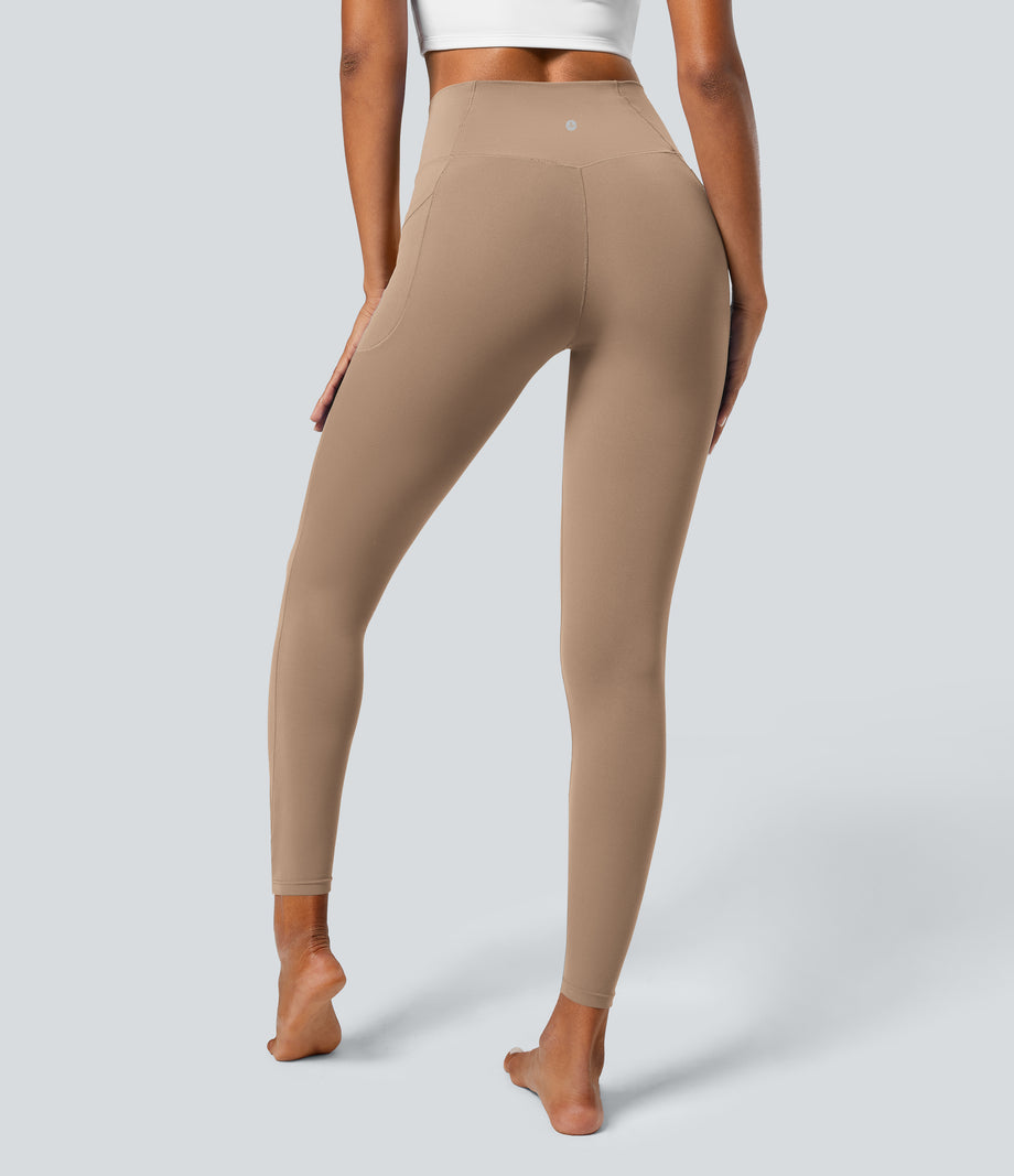 SoftlyZero™ Crossover Pocket Plain Leggings-UPF50+ - Burro