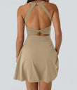 SoftlyZero™ Airy Backless Twisted Flare Low Support Dance Active Dress-Longer Length-Easy Peezy Edition A-D Cups - Curds & Whey
