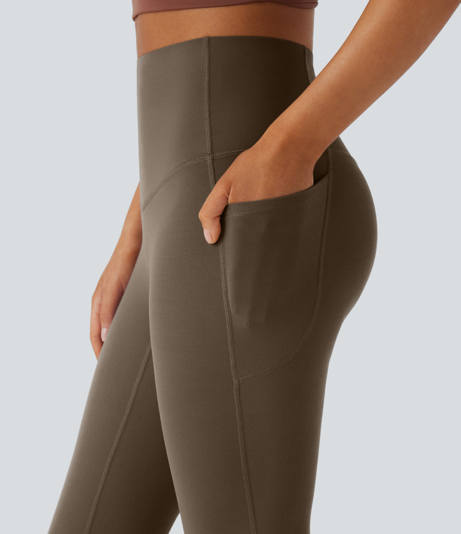 Halara UltraSculpt™ High Waisted Tummy Control Pocket Shaping Yoga Bootcut Leggings - Thick Earthy Brown