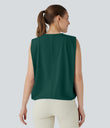 Round Neck Ruched Cool Touch Yoga Tank Top-UPF50+ - Rain Forest