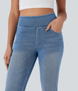 Halara Flex™ High Waisted Pockets Denim Casual Leggings - Tide Blue Denim