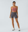 Basic Padded Workout Cropped Low Support Tank Top A-D Cups - Dusty Rose