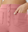 DayStretch High Waisted Pockets Straight Leg Casual Pants - Candy Pink