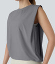 Round Neck Ruched Cool Touch Yoga Tank Top-UPF50+ - Night Owl