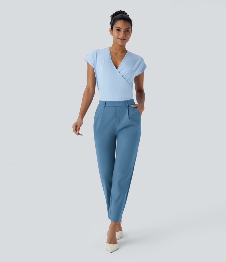 Halara Flex™ DayStretch High Waisted Pocket Ankle Length Tapered Work Pants - Light Azure