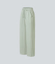 High Waisted Drawstring Pocket Wide Leg Baggy Casual Linen-Feel Pants - Pale Aqua