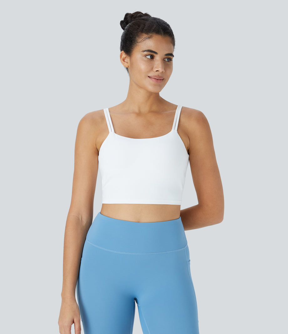 Double Straps Cropped Yoga Tank Top - White