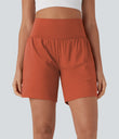 SoftlyZero™ Airy Super High Waisted 2-in-1 Cool Touch Yoga Shorts 7" with Pockets - Orange Rust