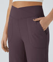 DayStretch Crossover Pocket Hem Wide Leg Yoga Pants-Smile - Dusky Evening purple