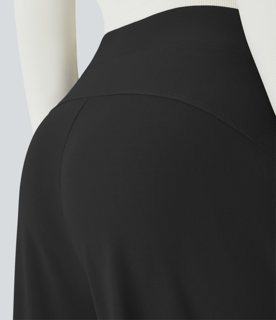 Halara Flex™ High Waisted Body Sculpt Waist-Slimming Pocket Wide Leg Micro Waffle Work Pants - Black