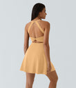 SoftlyZero™ Airy Backless Twisted Flare Low Support Dance Active Dress-Longer Length-Easy Peezy Edition A-D Cups - Sunburst
