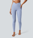 SoftlyZero™ Crossover Pocket Plain Leggings-UPF50+ - Xenon Blue