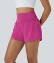 SoftlyZero™ Airy Super High Waisted 2-in-1 Cool Touch Yoga Shorts with Pockets - Fuchsia Fedora