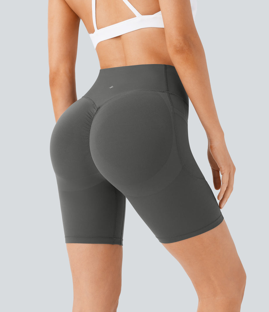 Halara UltraSculpt™ High Waisted Scrunch Butt Lifting Tummy Control Side Pocket Shaping Workout Biker Shorts 7'' - Volcanic Ash
