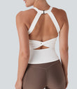 SoftlyZero™ Plush Cut Out Yoga Tank Top A-D Cups - White