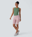 Round Neck Racerback Ruched Yoga Tank Top - Too Hot to Handle - Jade