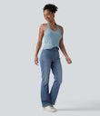 Halara Flex™ High Waisted Pockets Washed Casual Bootcut Jeans - Vallarta Blue Denim