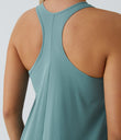 Breezeful™ Backless Racerback Side Pocket High Low Flowy Midi Quick Dry Casual Dress - Stone Blue