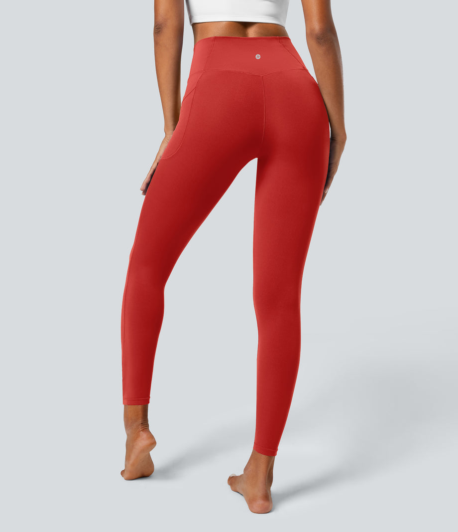 SoftlyZero™ Crossover Pocket Plain Leggings-UPF50+ - Valiant Poppy