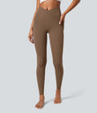 SoftlyZero™ Crossover Pocket Plain Leggings-UPF50+ - Muted Brown