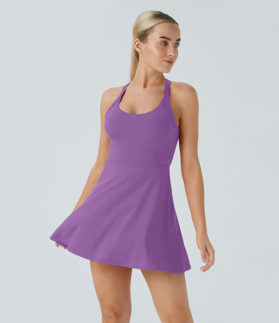 Backless Twisted Active Dress - Dewberry