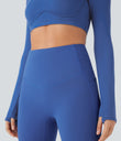SoftlyZero™ Plush Thermal High Waisted Tummy Control Pocket Workout Leggings - Deep Sapphire Blue