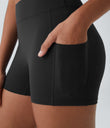 SoftlyZero™ Airy High Waisted Pocket Plain Cool Touch Yoga Shorts 3.5"-UPF50+ - Black