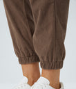 Mid Rise Zipper Pockets Corduroy Casual Joggers - Acorn